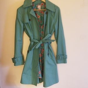 Lauren Conrad Teal Trench Coat Size 6